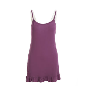 Women summer pajama Purple ruffles night shirt