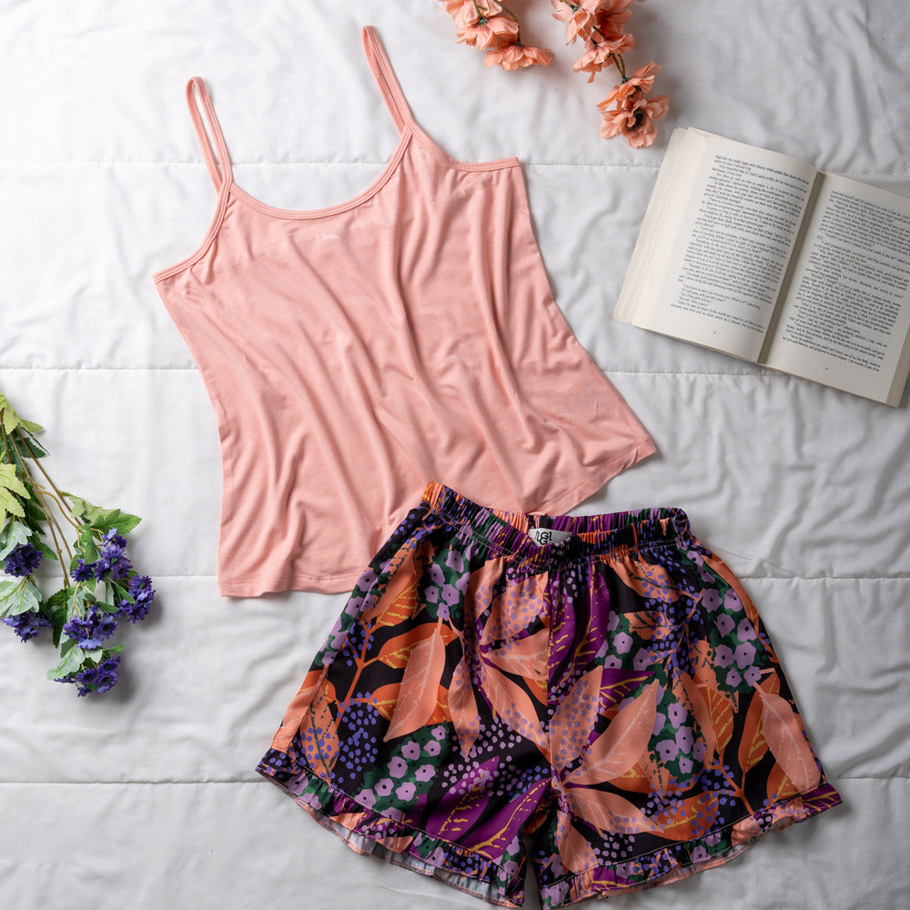 Women summer pajama set Simon top + Vintage Simon Floral shorts
