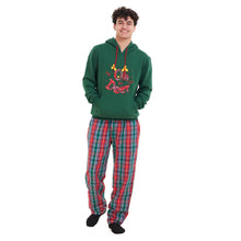 Load image into Gallery viewer, Men Winter Pajama Set Oh Deer Hoodie + Red x Green Checkered Pants
