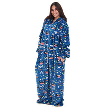 Load image into Gallery viewer, Snuggs Wearable Blanket Monk Blue monster
